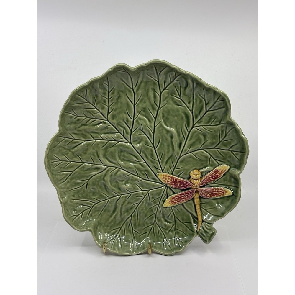 Dragon Fly Cabbage Leaf Plate/ Lily Pad  Wilfred Pottery Portugal Bordallo